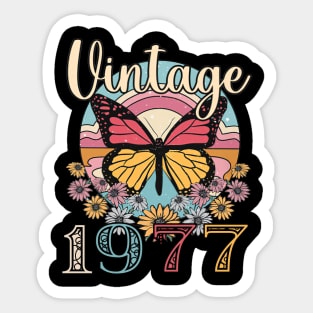 Floral Butterfly Retro Vintage 1977 46th Birthday Sticker